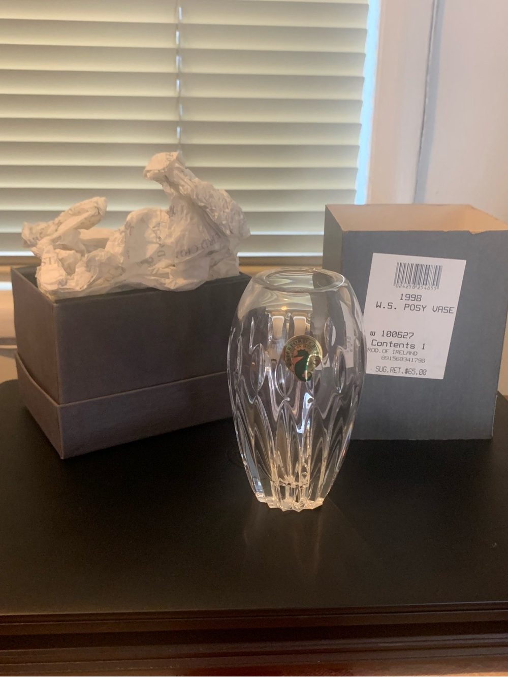 1998 Waterford Clear Crystal Cut Posy Vase